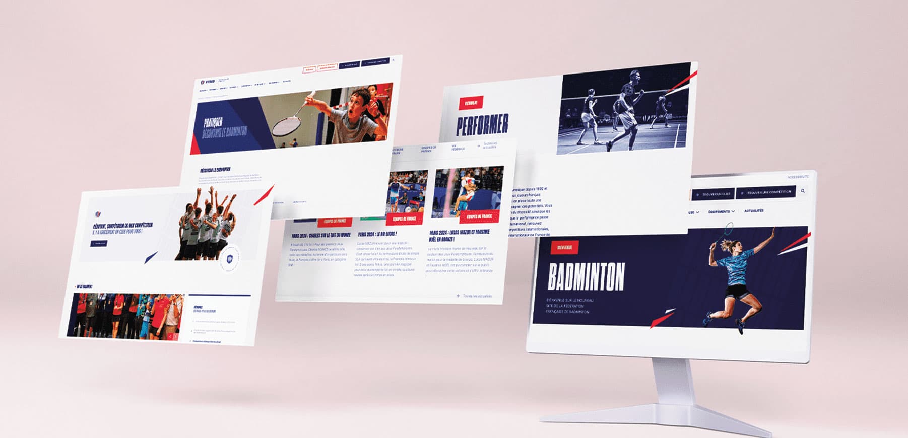 Conception du site internet officiel de la Fédération Française de Badminton – design responsive et interface UX pour promouvoir les compétitions et les clubs en France