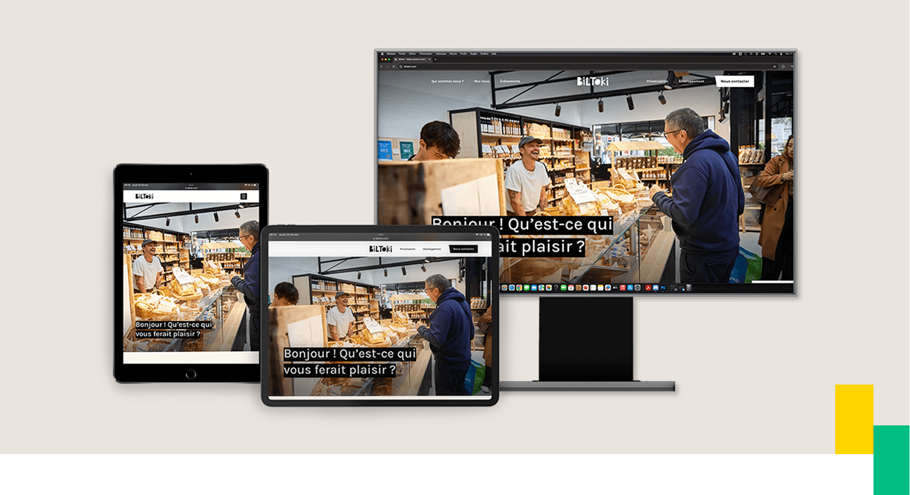 mockup présentation site Biltoki par agence Grain Blanc