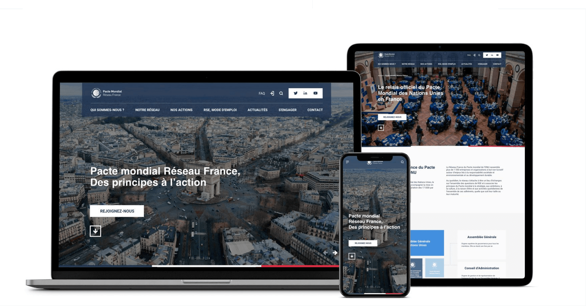 Image utilisé pour cas client pacte mondiale ONU mockup triple