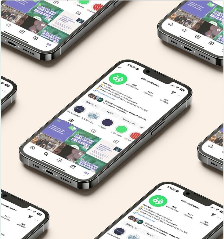 mockup instagram telecom client de l'agence Grain Blanc