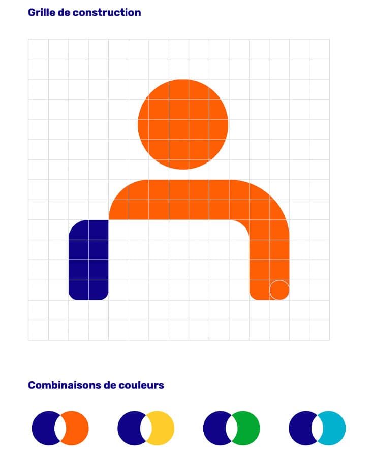 Un pictogramme placé sur une grille de design