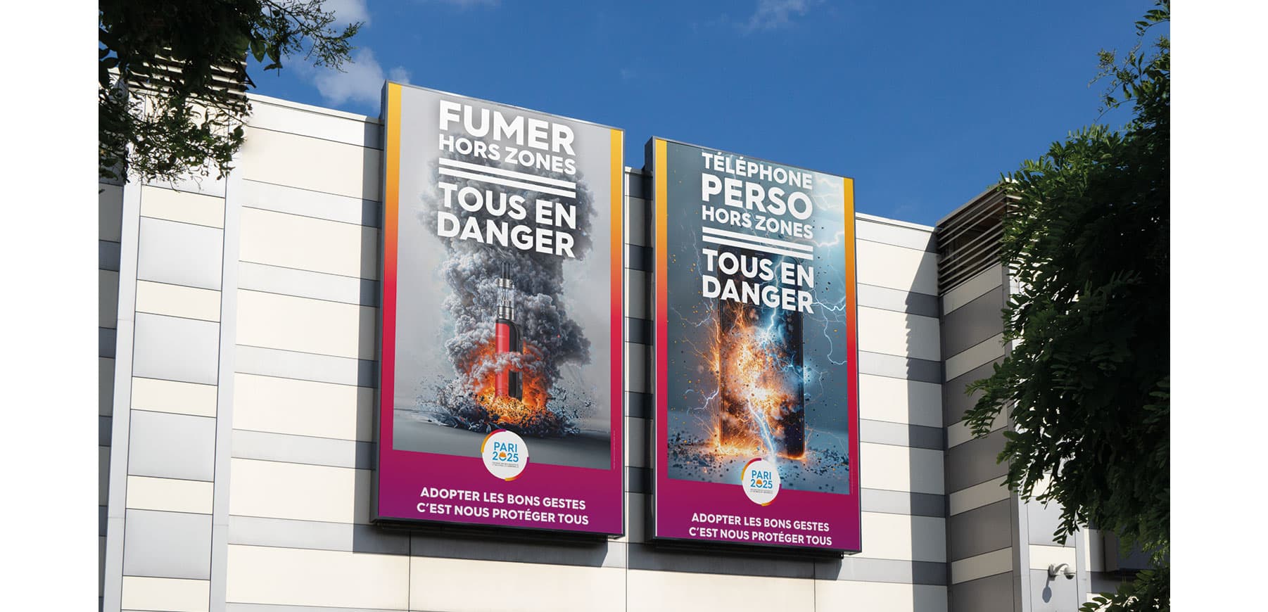 Mockup imaginaire des affiches Terega sur le site de Lussignet créées par l'agence Grainblanc