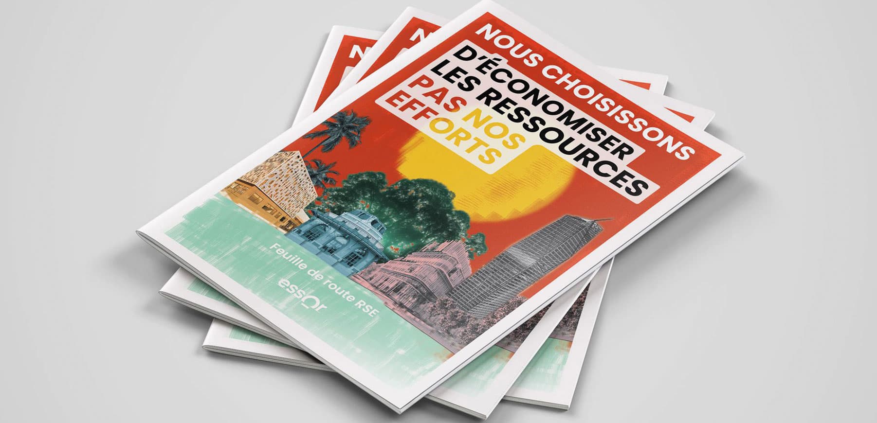 Conception de supports de communication RSE pour ESSOR à Pau – Feuille de route illustrée à destination des équipes commerciales et RH